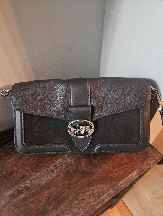 Coach Handbags - Coach Georgie Snake Embossed Leather Suede Bag